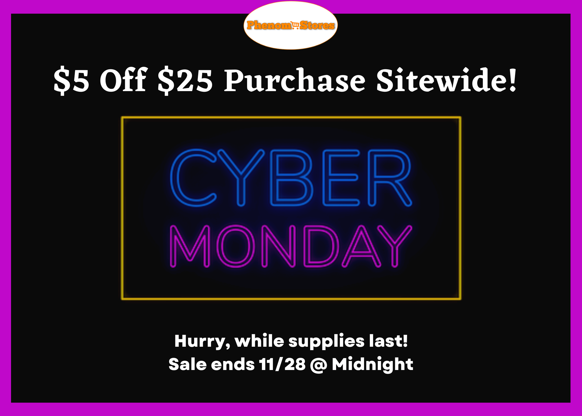 Cyber Monday Sale: Save $5 Off $25 purchase