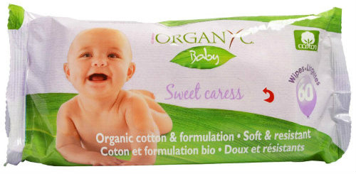 Organyc Baby Wipes - 100 Percent Organic Cotton - Sweet Caress - 60 Count